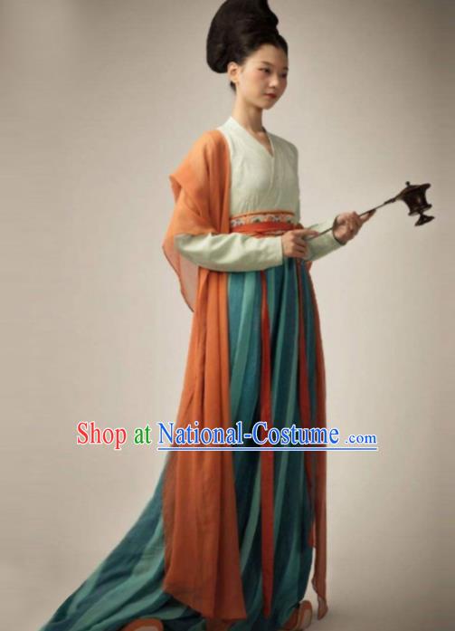 Chinese Traditional Tang Dynasty Court Lady Costume Ancient Flying Goddess Hanfu Dress for Women