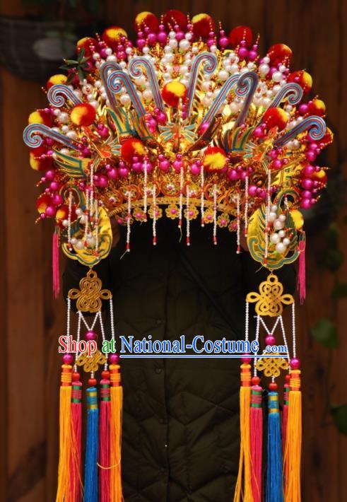 Chinese Traditional Temple Goddess Large Phoenix Coronet Bodhisattva Hair Accessories