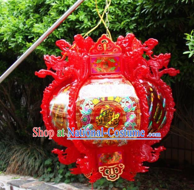 Chinese Traditional Handmade Red Dragon Phoenix Ceiling Lantern New Year Palace Lamp