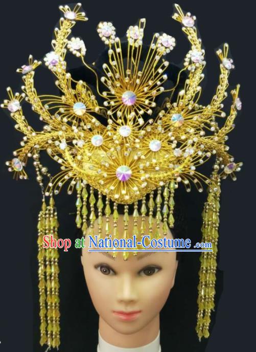 Chinese Traditional Peking Opera Queen Phoenix Crown Hairpins Handmade Beijing Opera Diva Hair Accessories for Women