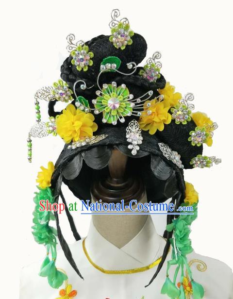 Chinese Traditional Peking Opera Princess Wigs and Hairpins Handmade Beijing Opera Diva Hair Accessories for Women