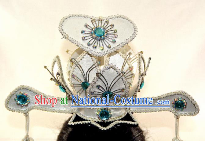 Chinese Traditional Peking Opera Taoist Nun Lotus Crown Hairpins Handmade Beijing Opera Diva Hair Accessories for Women