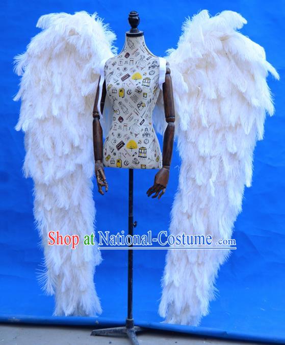 Halloween Stage Show Miami White Feathers Deluxe Wings Brazilian Carnival Catwalks Prop for Women