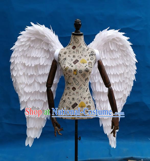 Professional Halloween Stage Show Miami White Feathers Wings Brazilian Carnival Catwalks Prop for Women