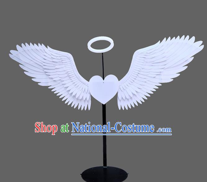 Professional Halloween Stage Show White Acrylic Wings Brazilian Carnival Catwalks Prop for Women