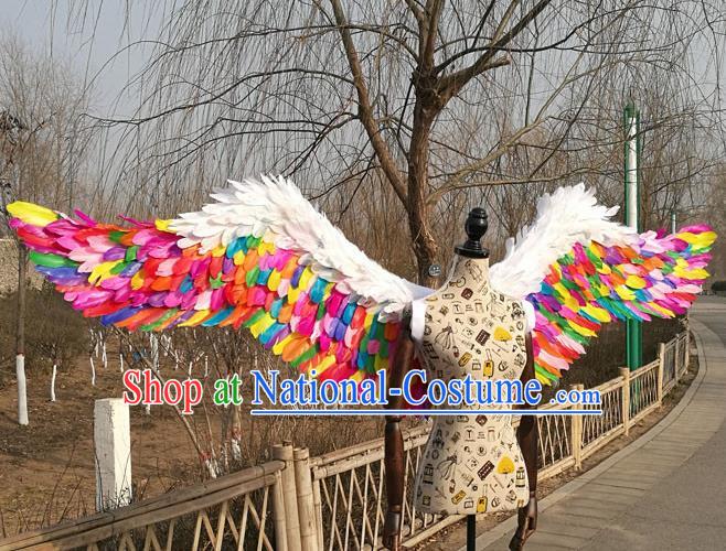 Professional Halloween Stage Show Colorful Feather Wings Brazilian Carnival Catwalks Prop for Women