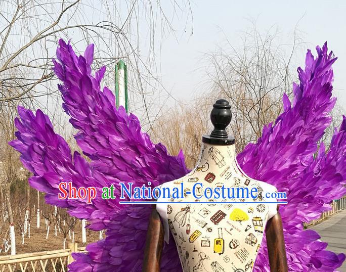 Professional Halloween Stage Show Purple Feather Butterfly Wings Brazilian Carnival Catwalks Prop for Women