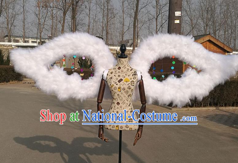 Professional Halloween Stage Show White Feather Wings Brazilian Carnival Catwalks Prop for Women