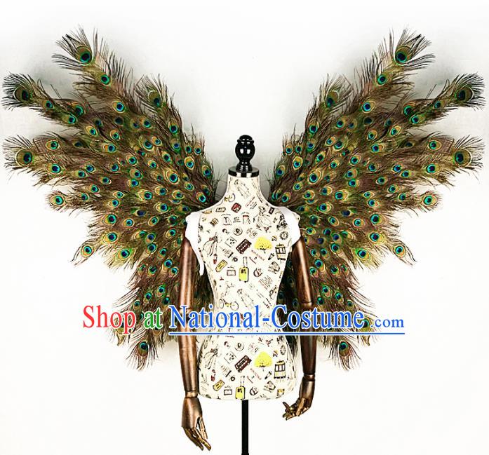 Professional Halloween Stage Show Peacock Feather Angel Wings Brazilian Carnival Catwalks Prop for Women