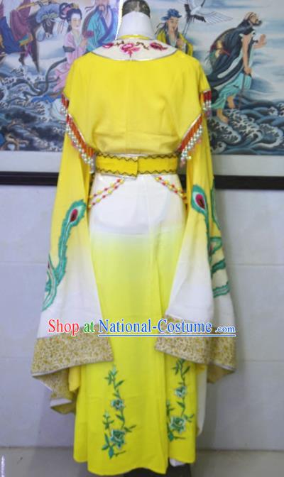 Chinese Traditional Peking Opera Queen Yellow Embroidered Dress Ancient Empress Costume for Women