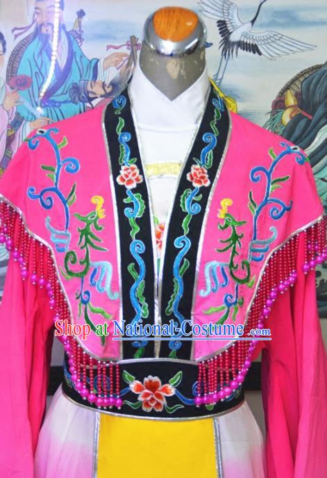 Chinese Traditional Peking Opera Queen Rosy Embroidered Dress Ancient Empress Costume for Women