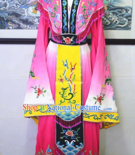 Chinese Traditional Peking Opera Queen Rosy Embroidered Dress Ancient Empress Costume for Women