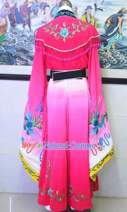 Chinese Traditional Peking Opera Queen Rosy Embroidered Dress Ancient Empress Costume for Women