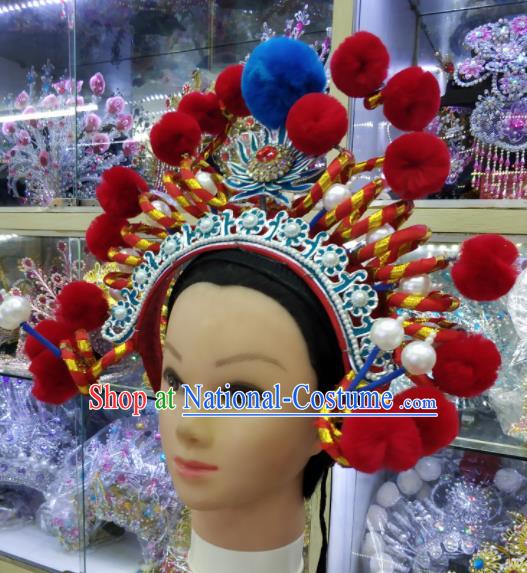 Chinese Traditional Peking Opera Female Swordsman Hat Handmade Beijing Opera Hair Accessories for Women