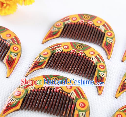 Chinese Traditional Miao Nationality Hair Comb Handmade Mahogany Hair Accessories for Women