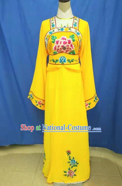 Chinese Traditional Peking Opera Servant Girl Yellow Dress Ancient Court Maid Costume for Women