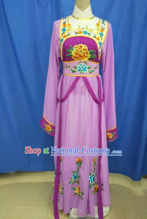 Chinese Traditional Peking Opera Servant Girl Purple Dress Ancient Court Maid Costume for Women