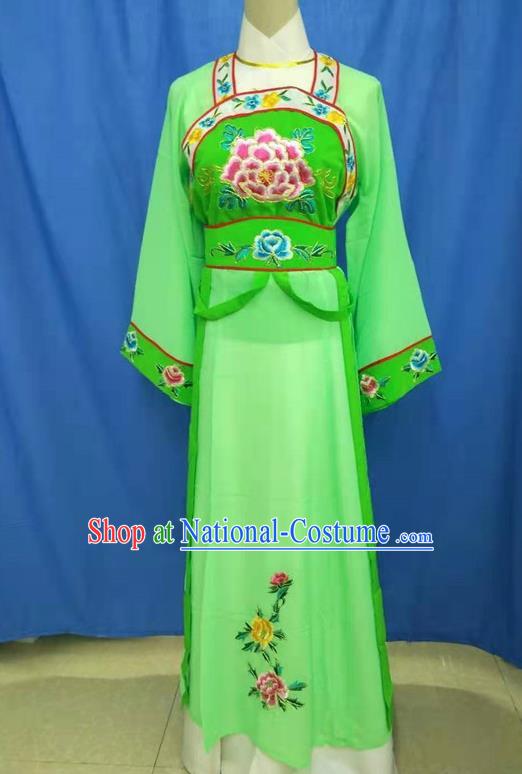 Chinese Traditional Peking Opera Servant Girl Green Dress Ancient Court Maid Costume for Women