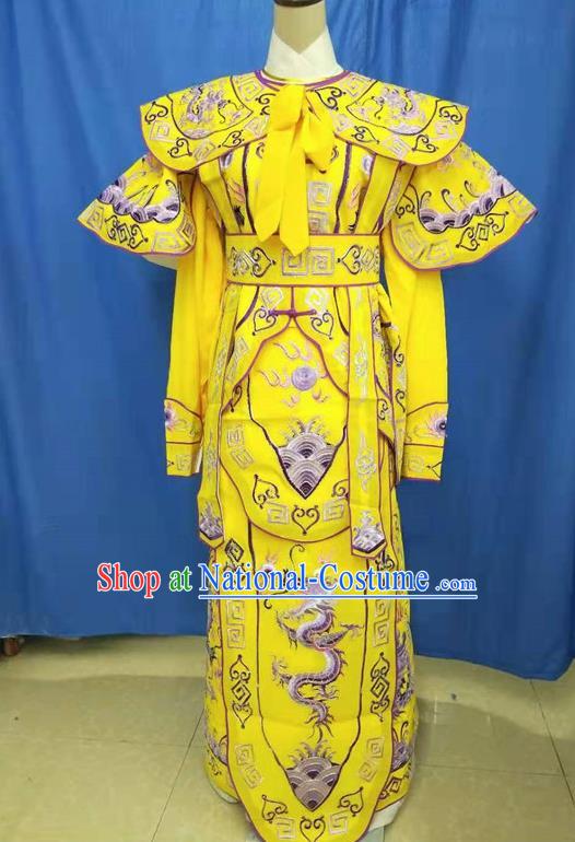 Chinese Traditional Peking Opera Takefu Embroidered Yellow Kao Costume Handmade Ancient Swordsman Clothing for Men