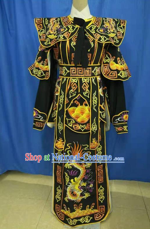 Chinese Traditional Peking Opera Takefu Embroidered Black Kao Costume Handmade Ancient Swordsman Clothing for Men