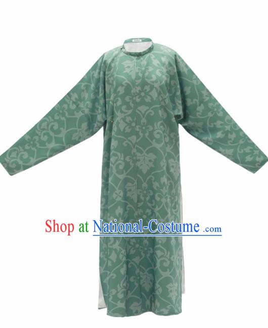 Chinese Ancient Drama Chivalry Swordsman Green Robe Traditional Tang Dynasty Imperial Bodyguard Costumes for Men