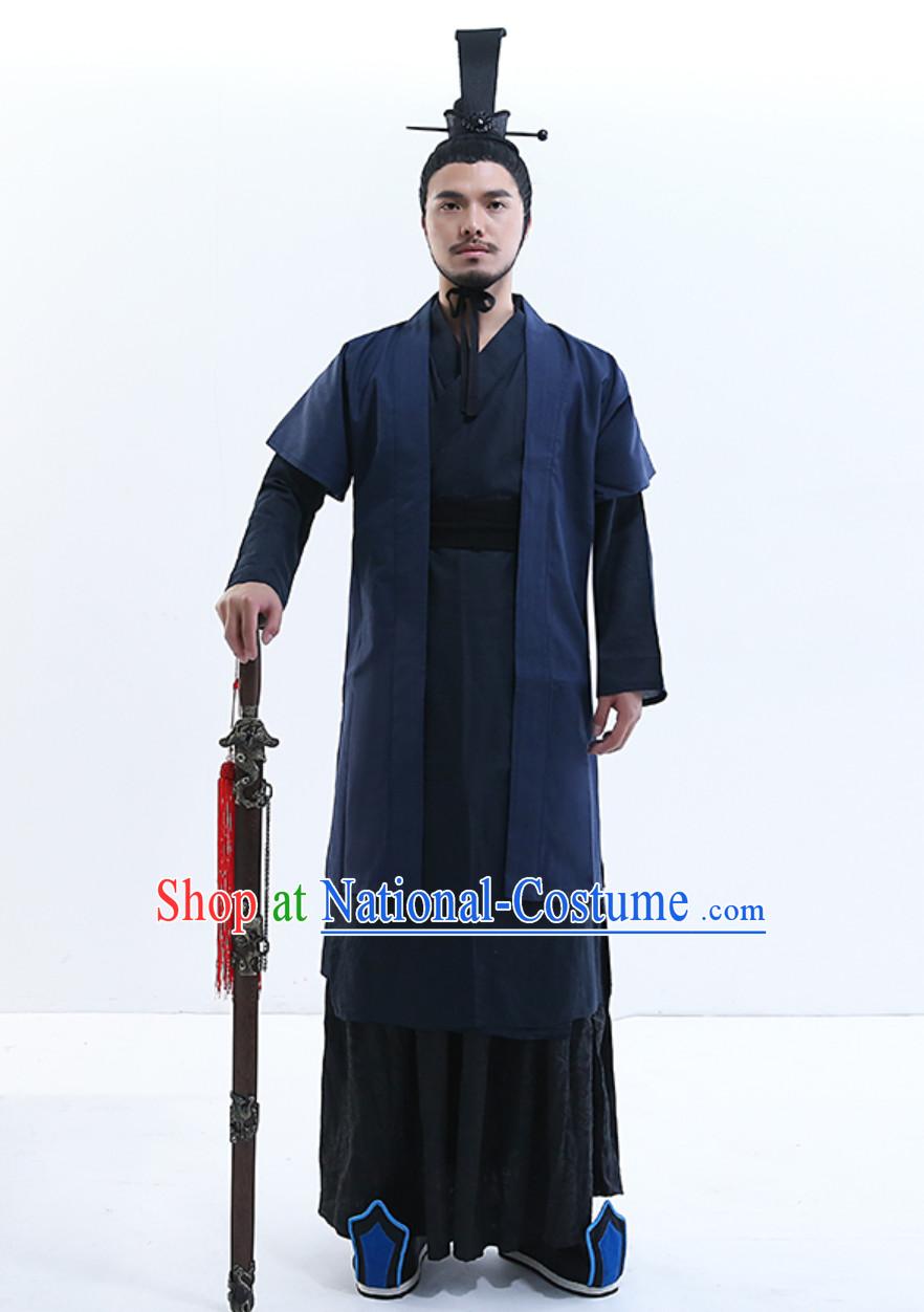 Yue Fei Superhero General Ancient Style Costume Hanfu Dresses Han Fu Garment Outfits Complete Set for Men