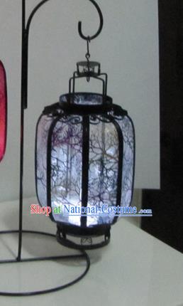 Chinese Traditional Handmade Iron Blue Palace Lantern New Year Ceiling Lamp