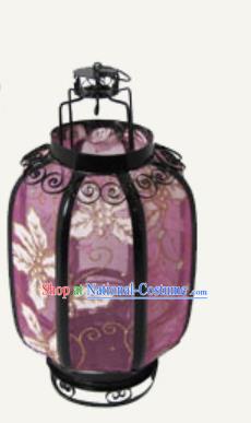 Chinese Traditional Handmade Printing Leaf Deep Purple Palace Lantern New Year Iron Ceiling Lamp