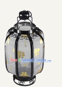 Chinese Classical Grey Palace Lantern Traditional Handmade New Year Ironwork Ceiling Lamp