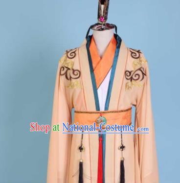 Chinese Traditional Classical Dance Orange Clothing Confucius Dance Stage Show Costume for Men