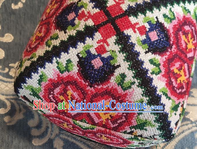 Chinese Traditional Uyghur Nationality Embroidered Hat Ethnic Folk Dance Stage Show Headwear for Women