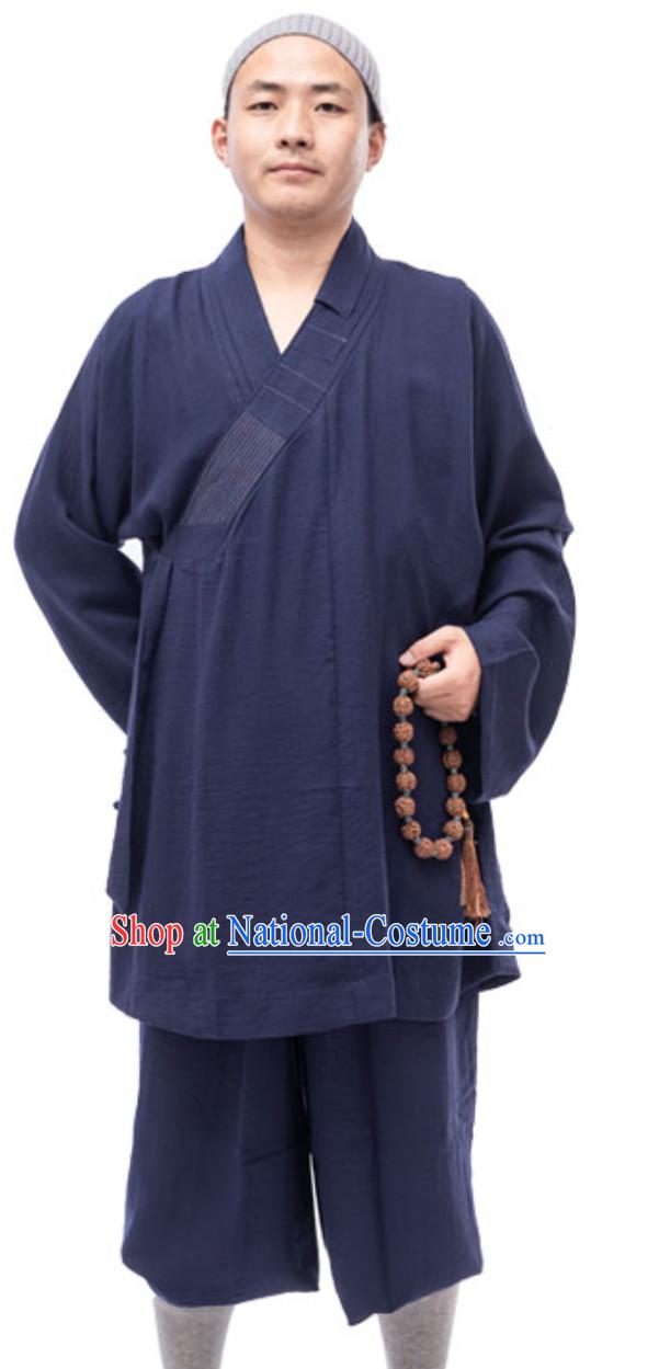 Blue Color Ancient Chinese Style Monk Dresses Monk Garment for Men