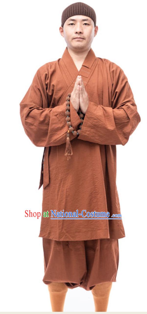 Brown Color Ancient Chinese Style Monk Dresses Monk Garment for Men