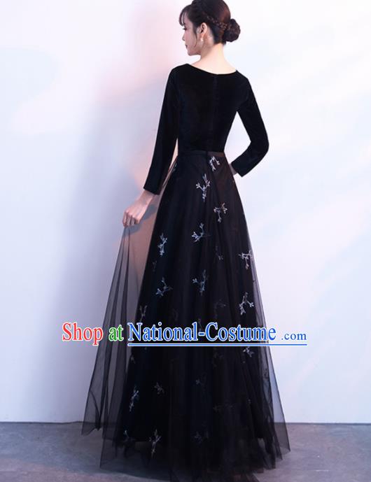 Top Grade Compere Black Veil Full Dress Annual Gala Stage Show Chorus Costume for Women