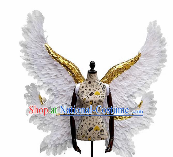 Professional Halloween Stage Show White Feather Butterfly Angel Wings Brazilian Carnival Catwalks Prop for Women