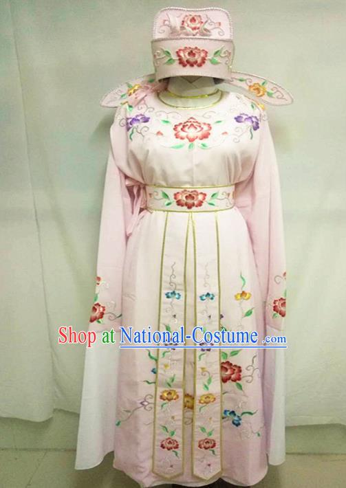 Chinese Traditional Peking Opera Scholar Embroidered Pink Costume Ancient Nobility Childe Clothing for Men