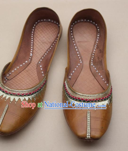 Asian Nepal National Handmade Shoes Indian Traditional Folk Dance Leather Shoes for Women