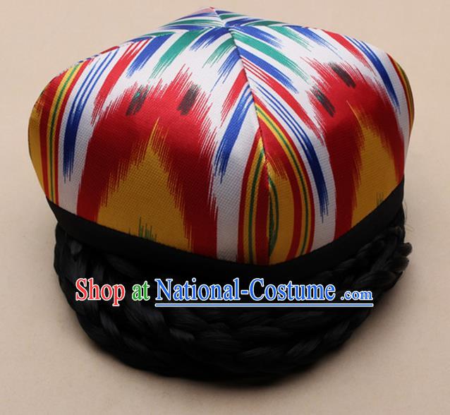 Handmade Chinese Traditional Uyghur Minority Dance Hat Ethnic Nationality Headwear for Women