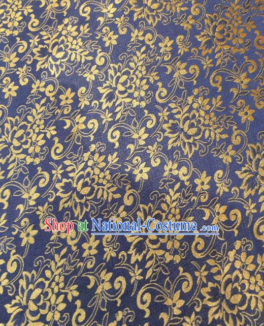 Asian Chinese Traditional Pattern Design Royalblue Gambiered Guangdong Gauze Fabric Silk Material