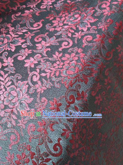 Asian Chinese Traditional Red Flowers Pattern Design Gambiered Guangdong Gauze Fabric Silk Material