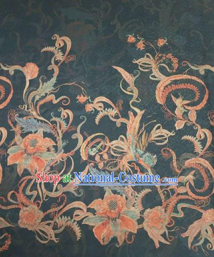 Asian Chinese Traditional Vine Pattern Design Atrovirens Gambiered Guangdong Gauze Fabric Silk Material