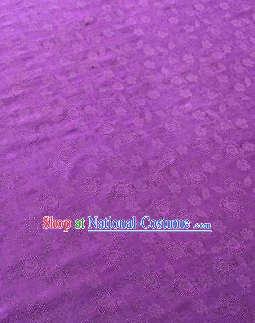 Asian Chinese Traditional Cherry Blossom Pattern Design Purple Gambiered Guangdong Gauze Fabric Silk Material