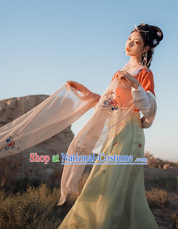 Chinese Ancient Court Maid Hanfu Dress Traditional Tang Dynasty Flying Apsaras Goddess Dance Costumes for Women