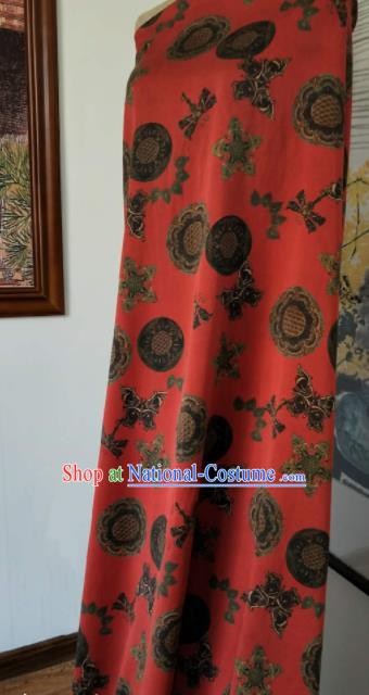 Asian Chinese Traditional Pattern Design Red Gambiered Guangdong Gauze Fabric Silk Material