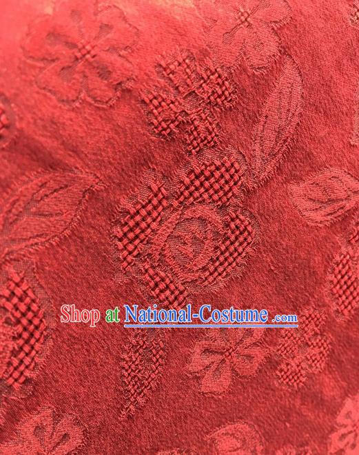 Asian Chinese Traditional Roses Pattern Design Red Gambiered Guangdong Gauze Fabric Silk Material