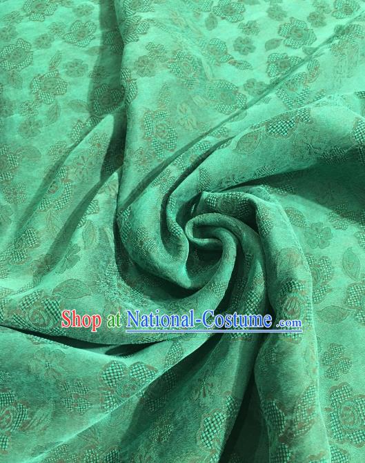 Asian Chinese Traditional Roses Pattern Design Green Gambiered Guangdong Gauze Fabric Silk Material