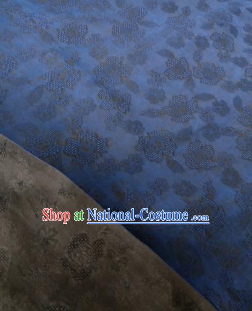 Asian Chinese Traditional Roses Pattern Design Navy Gambiered Guangdong Gauze Fabric Silk Material