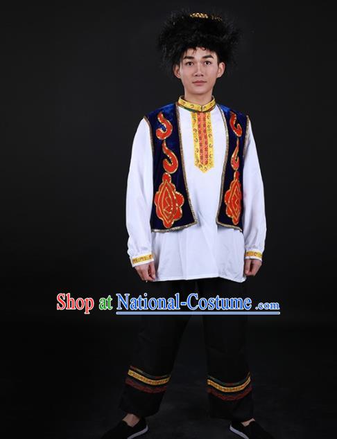 Chinese Traditional Tajik Nationality Festival Outfits Ethnic Minority Folk Dance Stage Show Costume for Men