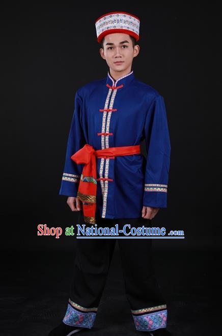 Chinese Traditional Achang Nationality Festival Outfits Ethnic Minority Folk Dance Stage Show Costume for Men