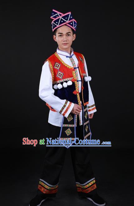 Chinese Traditional Tujia Nationality Festival Outfits Ethnic Minority Folk Dance Stage Show Costume for Men